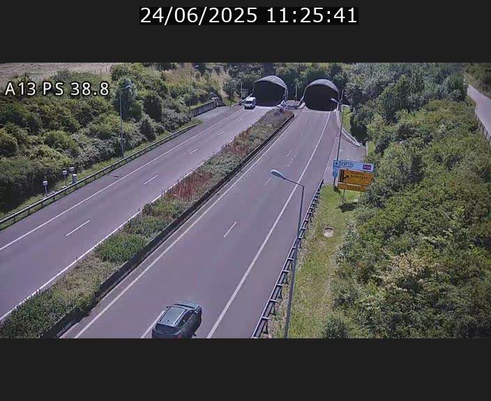 <h2>Webcam autoroute A13 à l'entrée ouest du tunnel Markusbierg à Schengen. Vue orientée vers Mondorf-les-Bains</h2>
