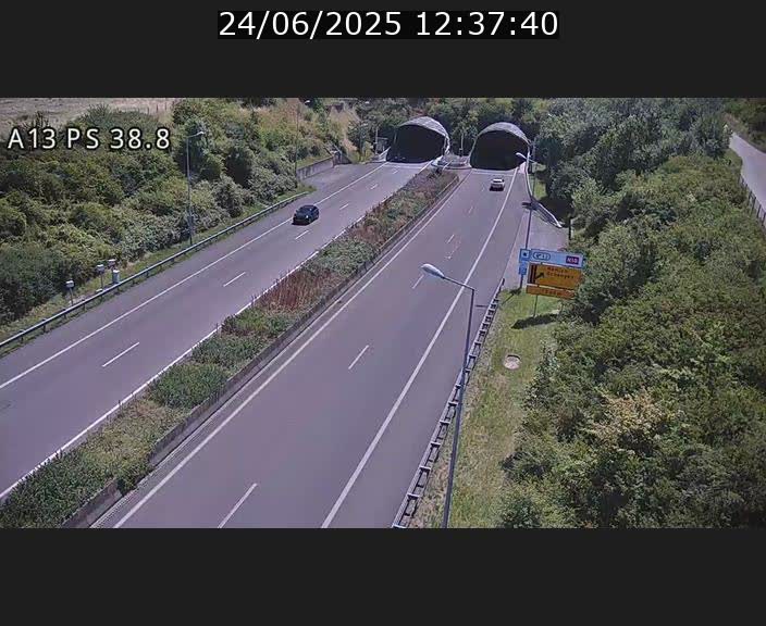 <h2>Webcam autoroute A13 à l'entrée ouest du tunnel Markusbierg à Schengen. Vue orientée vers Mondorf-les-Bains</h2>