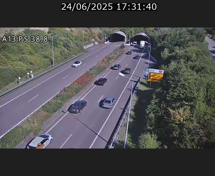 <h2>Webcam autoroute A13 à l'entrée ouest du tunnel Markusbierg à Schengen. Vue orientée vers Mondorf-les-Bains</h2>