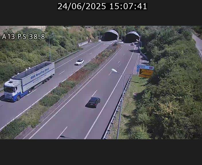 <h2>Webcam autoroute A13 à l'entrée ouest du tunnel Markusbierg à Schengen. Vue orientée vers Mondorf-les-Bains</h2>