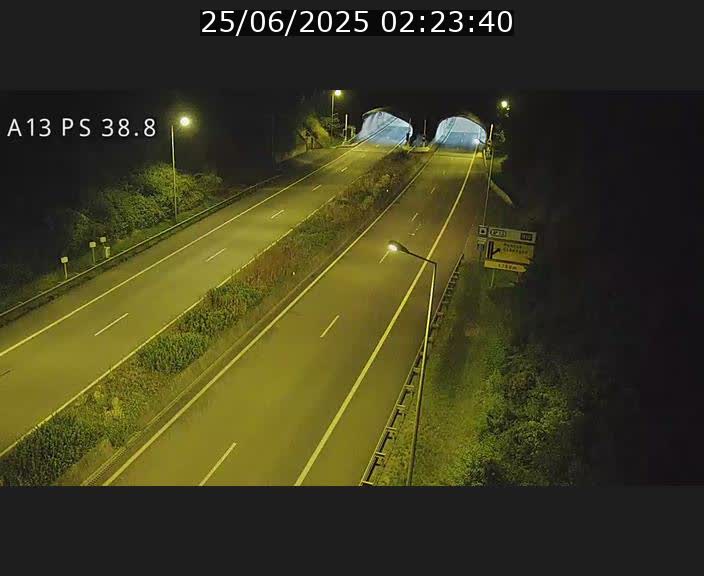 <h2>Webcam autoroute A13 à l'entrée ouest du tunnel Markusbierg à Schengen. Vue orientée vers Mondorf-les-Bains</h2>