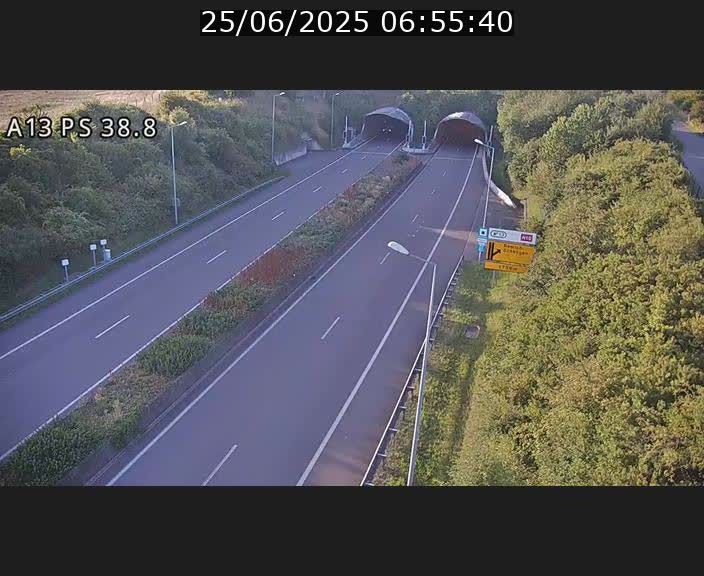 <h2>Webcam autoroute A13 à l'entrée ouest du tunnel Markusbierg à Schengen. Vue orientée vers Mondorf-les-Bains</h2>
