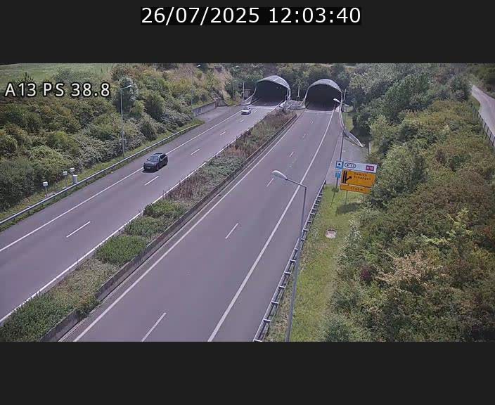 <h2>Webcam autoroute A13 à l'entrée ouest du tunnel Markusbierg à Schengen. Vue orientée vers Mondorf-les-Bains</h2>