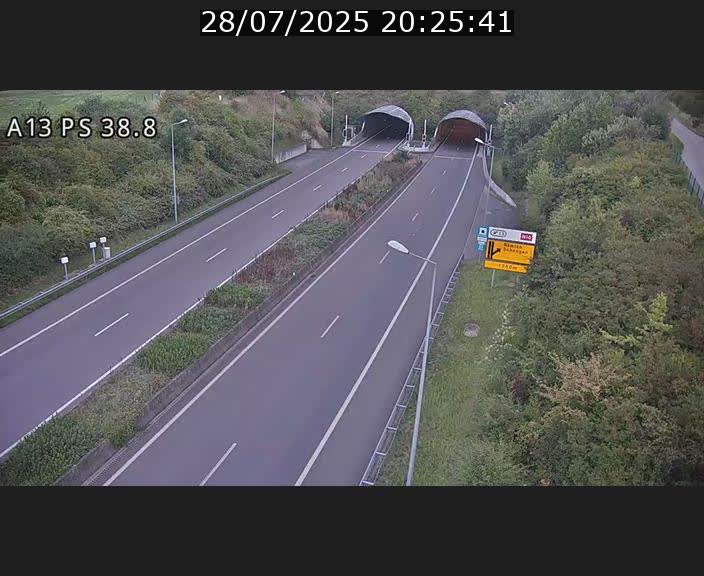 <h2>Webcam autoroute A13 à l'entrée ouest du tunnel Markusbierg à Schengen. Vue orientée vers Mondorf-les-Bains</h2>