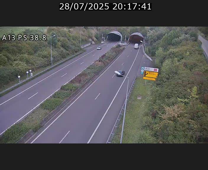 <h2>Webcam autoroute A13 à l'entrée ouest du tunnel Markusbierg à Schengen. Vue orientée vers Mondorf-les-Bains</h2>