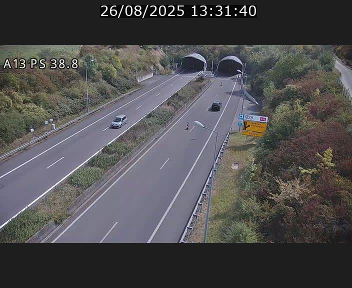 <h2>Webcam autoroute A13 à l'entrée ouest du tunnel Markusbierg à Schengen. Vue orientée vers Mondorf-les-Bains</h2>