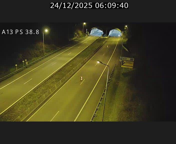 <h2>Webcam autoroute A13 à l'entrée ouest du tunnel Markusbierg à Schengen. Vue orientée vers Mondorf-les-Bains</h2>