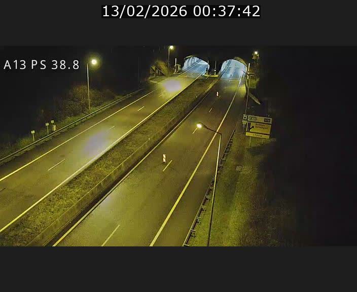 <h2>Webcam autoroute A13 à l'entrée ouest du tunnel Markusbierg à Schengen. Vue orientée vers Mondorf-les-Bains</h2>