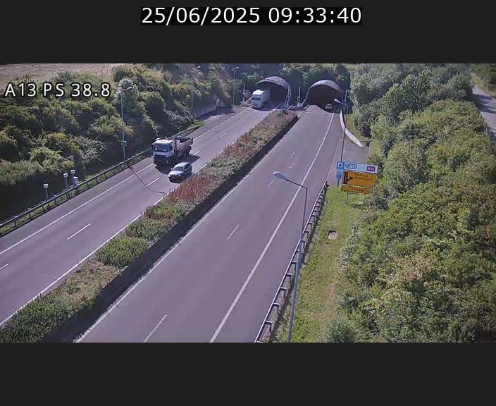 <h2>Webcam autoroute A13 à l'entrée ouest du tunnel Markusbierg à Schengen. Vue orientée vers Mondorf-les-Bains</h2>