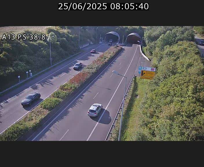 <h2>Webcam autoroute A13 à l'entrée ouest du tunnel Markusbierg à Schengen. Vue orientée vers Mondorf-les-Bains</h2>