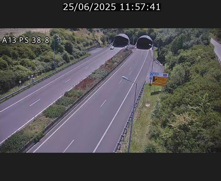<h2>Webcam autoroute A13 à l'entrée ouest du tunnel Markusbierg à Schengen. Vue orientée vers Mondorf-les-Bains</h2>