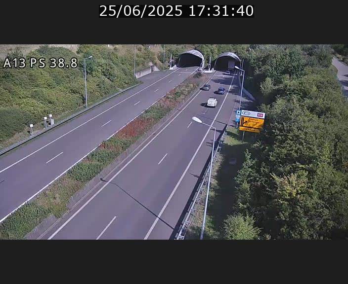 <h2>Webcam autoroute A13 à l'entrée ouest du tunnel Markusbierg à Schengen. Vue orientée vers Mondorf-les-Bains</h2>