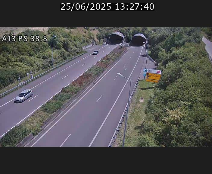 <h2>Webcam autoroute A13 à l'entrée ouest du tunnel Markusbierg à Schengen. Vue orientée vers Mondorf-les-Bains</h2>
