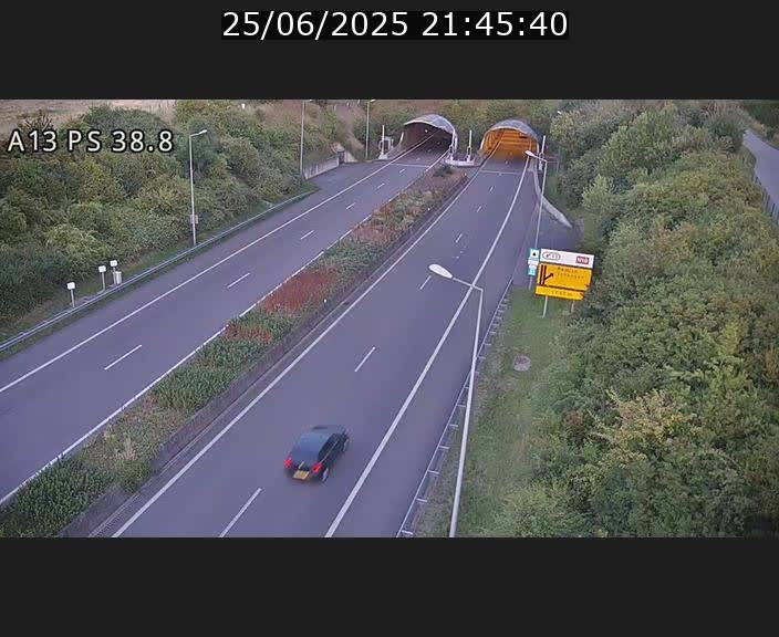 <h2>Webcam autoroute A13 à l'entrée ouest du tunnel Markusbierg à Schengen. Vue orientée vers Mondorf-les-Bains</h2>