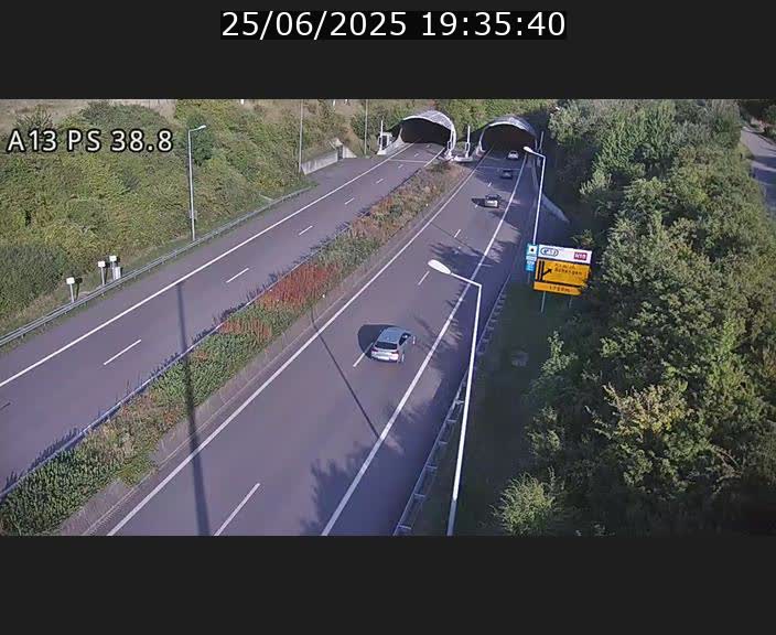 <h2>Webcam autoroute A13 à l'entrée ouest du tunnel Markusbierg à Schengen. Vue orientée vers Mondorf-les-Bains</h2>