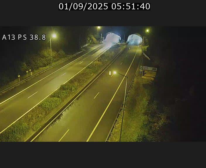 <h2>Webcam autoroute A13 à l'entrée ouest du tunnel Markusbierg à Schengen. Vue orientée vers Mondorf-les-Bains</h2>