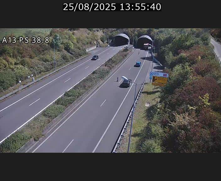 <h2>Webcam autoroute A13 à l'entrée ouest du tunnel Markusbierg à Schengen. Vue orientée vers Mondorf-les-Bains</h2>