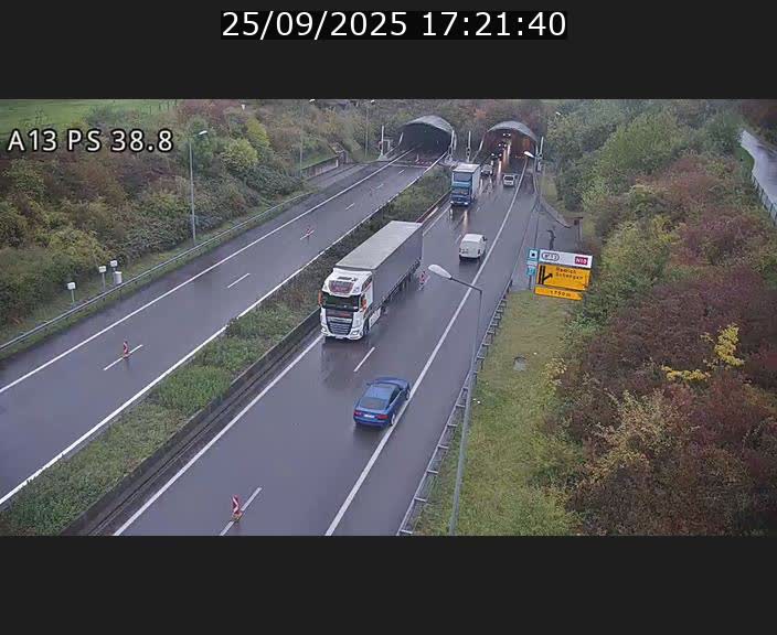 <h2>Webcam autoroute A13 à l'entrée ouest du tunnel Markusbierg à Schengen. Vue orientée vers Mondorf-les-Bains</h2>