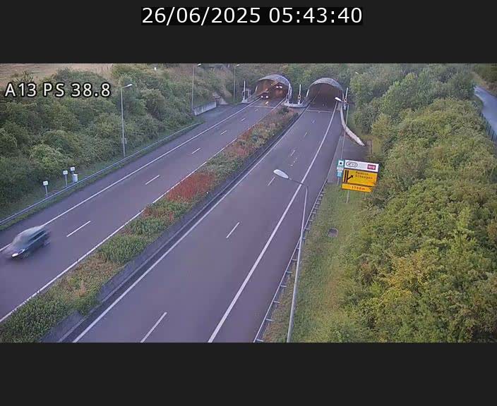 <h2>Webcam autoroute A13 à l'entrée ouest du tunnel Markusbierg à Schengen. Vue orientée vers Mondorf-les-Bains</h2>