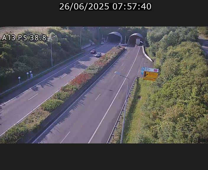 <h2>Webcam autoroute A13 à l'entrée ouest du tunnel Markusbierg à Schengen. Vue orientée vers Mondorf-les-Bains</h2>