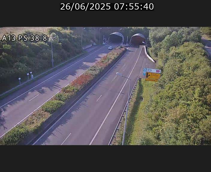 <h2>Webcam autoroute A13 à l'entrée ouest du tunnel Markusbierg à Schengen. Vue orientée vers Mondorf-les-Bains</h2>