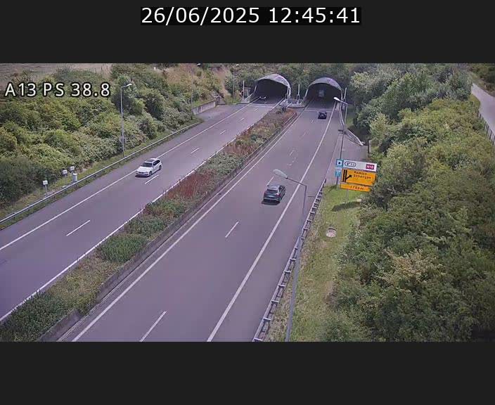 <h2>Webcam autoroute A13 à l'entrée ouest du tunnel Markusbierg à Schengen. Vue orientée vers Mondorf-les-Bains</h2>