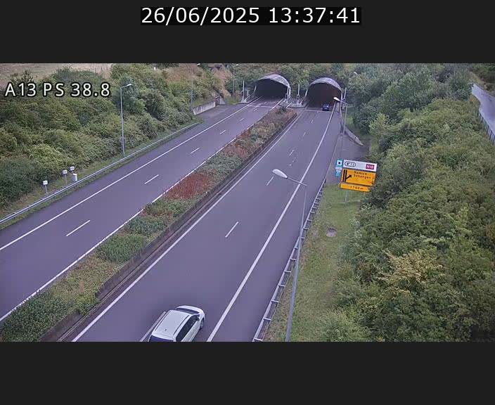 <h2>Webcam autoroute A13 à l'entrée ouest du tunnel Markusbierg à Schengen. Vue orientée vers Mondorf-les-Bains</h2>