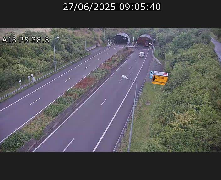 <h2>Webcam autoroute A13 à l'entrée ouest du tunnel Markusbierg à Schengen. Vue orientée vers Mondorf-les-Bains</h2>