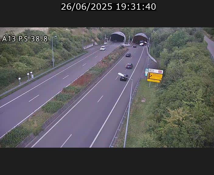 <h2>Webcam autoroute A13 à l'entrée ouest du tunnel Markusbierg à Schengen. Vue orientée vers Mondorf-les-Bains</h2>