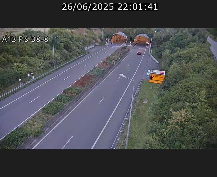 <h2>Webcam autoroute A13 à l'entrée ouest du tunnel Markusbierg à Schengen. Vue orientée vers Mondorf-les-Bains</h2>