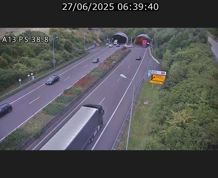 <h2>Webcam autoroute A13 à l'entrée ouest du tunnel Markusbierg à Schengen. Vue orientée vers Mondorf-les-Bains</h2>