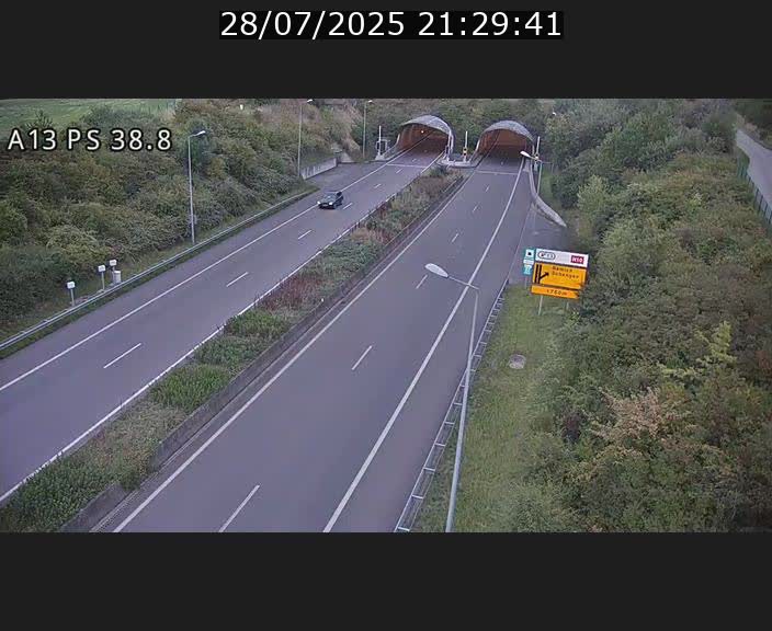 <h2>Webcam autoroute A13 à l'entrée ouest du tunnel Markusbierg à Schengen. Vue orientée vers Mondorf-les-Bains</h2>