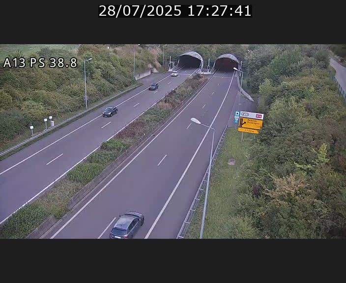 <h2>Webcam autoroute A13 à l'entrée ouest du tunnel Markusbierg à Schengen. Vue orientée vers Mondorf-les-Bains</h2>