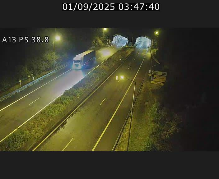 <h2>Webcam autoroute A13 à l'entrée ouest du tunnel Markusbierg à Schengen. Vue orientée vers Mondorf-les-Bains</h2>