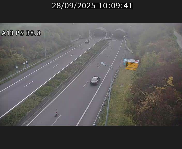 <h2>Webcam autoroute A13 à l'entrée ouest du tunnel Markusbierg à Schengen. Vue orientée vers Mondorf-les-Bains</h2>
