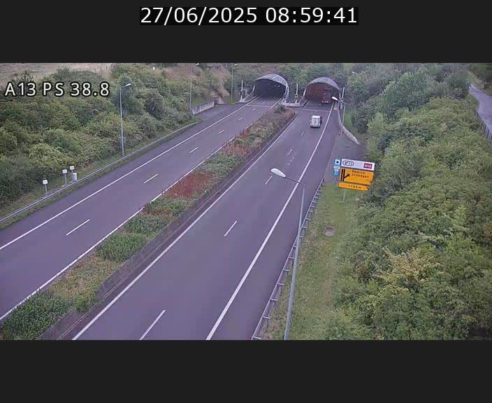 <h2>Webcam autoroute A13 à l'entrée ouest du tunnel Markusbierg à Schengen. Vue orientée vers Mondorf-les-Bains</h2>