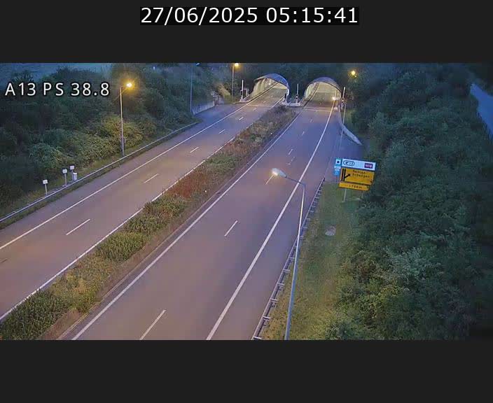 <h2>Webcam autoroute A13 à l'entrée ouest du tunnel Markusbierg à Schengen. Vue orientée vers Mondorf-les-Bains</h2>