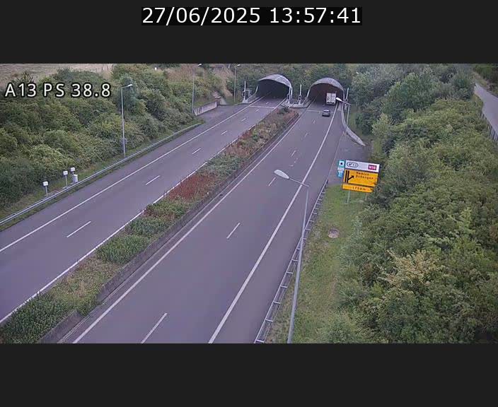 <h2>Webcam autoroute A13 à l'entrée ouest du tunnel Markusbierg à Schengen. Vue orientée vers Mondorf-les-Bains</h2>