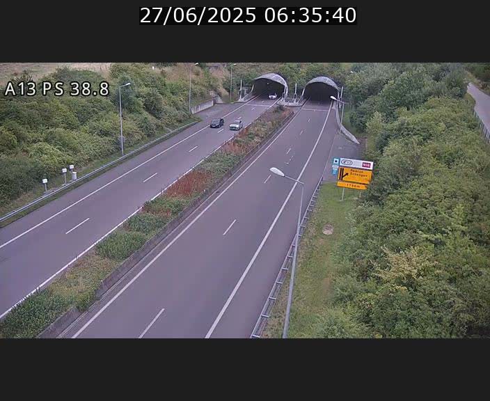 <h2>Webcam autoroute A13 à l'entrée ouest du tunnel Markusbierg à Schengen. Vue orientée vers Mondorf-les-Bains</h2>