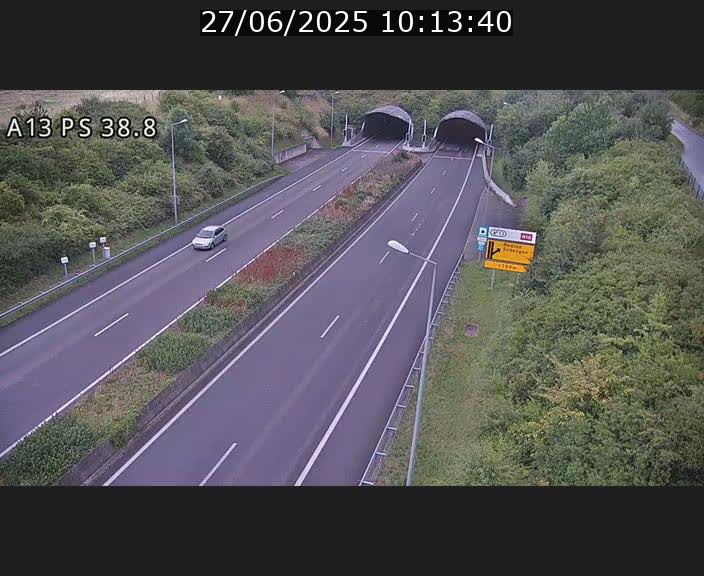 <h2>Webcam autoroute A13 à l'entrée ouest du tunnel Markusbierg à Schengen. Vue orientée vers Mondorf-les-Bains</h2>