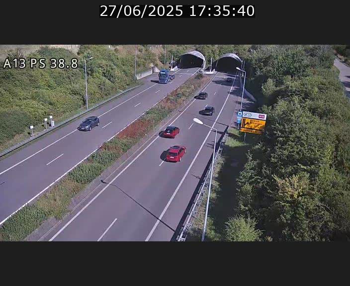 <h2>Webcam autoroute A13 à l'entrée ouest du tunnel Markusbierg à Schengen. Vue orientée vers Mondorf-les-Bains</h2>