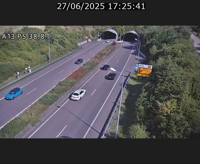 <h2>Webcam autoroute A13 à l'entrée ouest du tunnel Markusbierg à Schengen. Vue orientée vers Mondorf-les-Bains</h2>