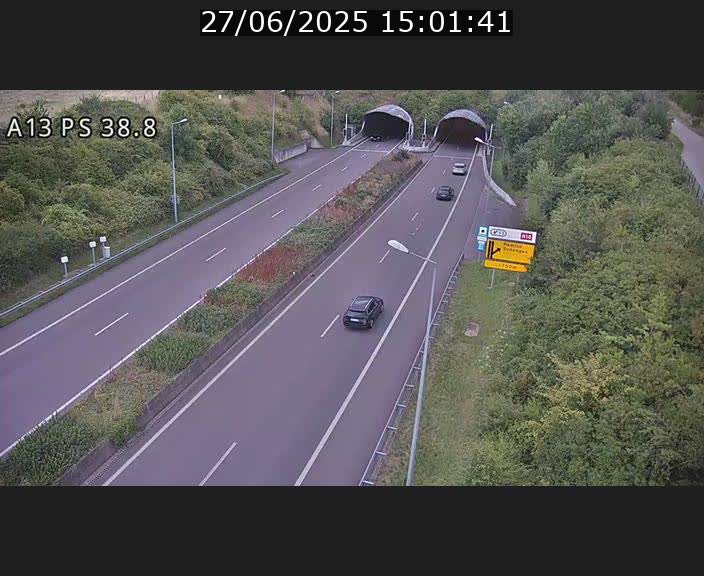 <h2>Webcam autoroute A13 à l'entrée ouest du tunnel Markusbierg à Schengen. Vue orientée vers Mondorf-les-Bains</h2>