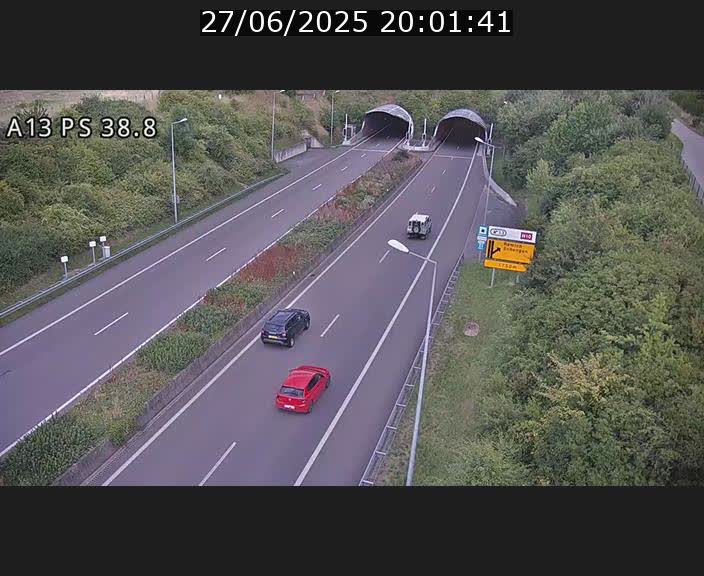<h2>Webcam autoroute A13 à l'entrée ouest du tunnel Markusbierg à Schengen. Vue orientée vers Mondorf-les-Bains</h2>