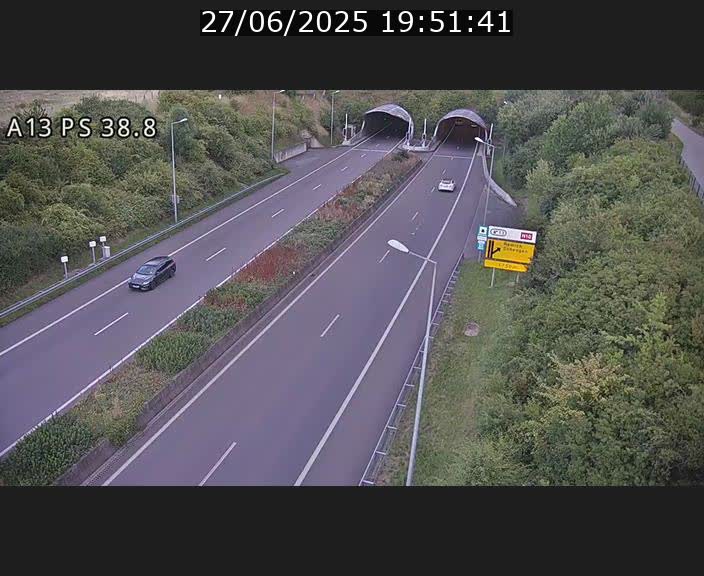 <h2>Webcam autoroute A13 à l'entrée ouest du tunnel Markusbierg à Schengen. Vue orientée vers Mondorf-les-Bains</h2>