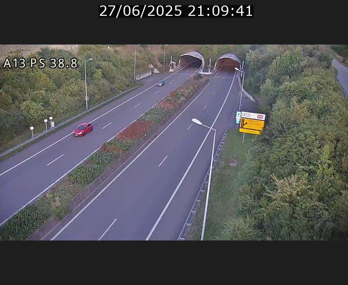 <h2>Webcam autoroute A13 à l'entrée ouest du tunnel Markusbierg à Schengen. Vue orientée vers Mondorf-les-Bains</h2>
