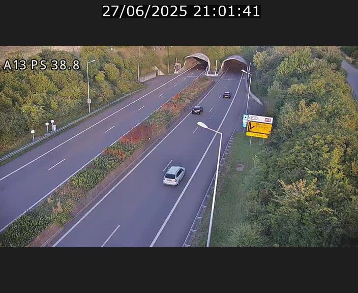 <h2>Webcam autoroute A13 à l'entrée ouest du tunnel Markusbierg à Schengen. Vue orientée vers Mondorf-les-Bains</h2>