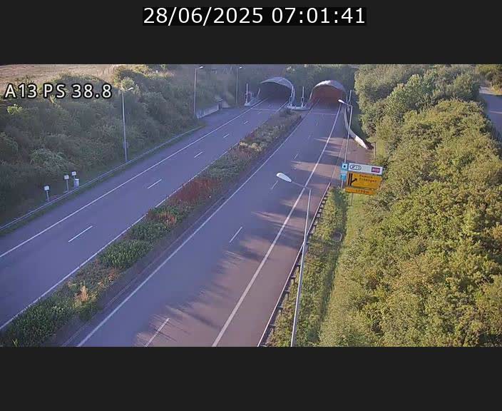 <h2>Webcam autoroute A13 à l'entrée ouest du tunnel Markusbierg à Schengen. Vue orientée vers Mondorf-les-Bains</h2>