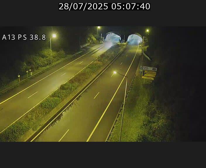 <h2>Webcam autoroute A13 à l'entrée ouest du tunnel Markusbierg à Schengen. Vue orientée vers Mondorf-les-Bains</h2>
