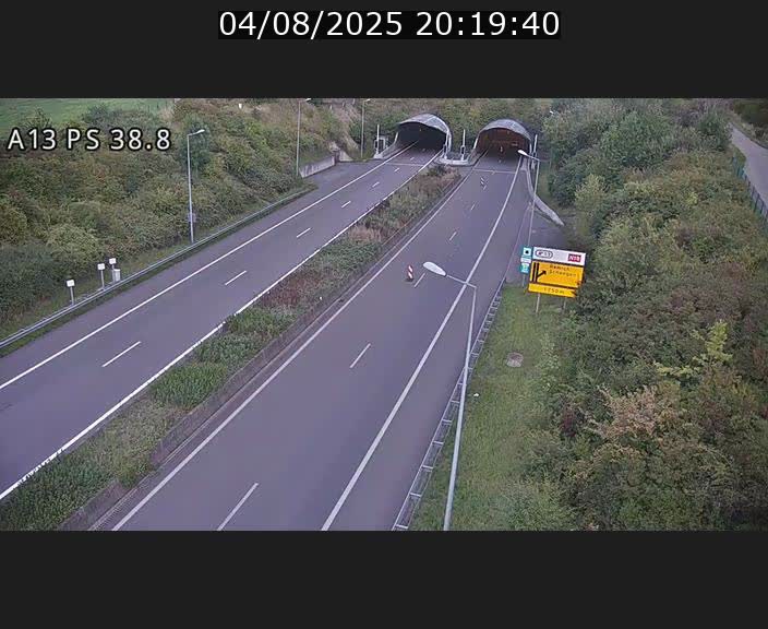 <h2>Webcam autoroute A13 à l'entrée ouest du tunnel Markusbierg à Schengen. Vue orientée vers Mondorf-les-Bains</h2>